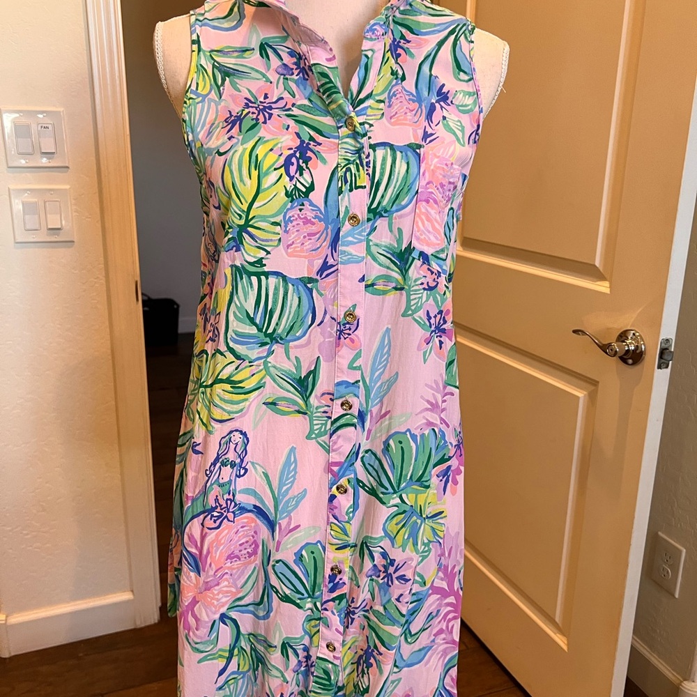 Floral Sleeveless Dress - Pink and Green